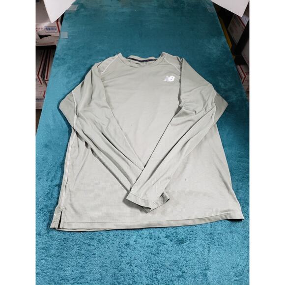New Balance Shirt Size Large Mens Gray Polyester Long Sleeve Dry Running - Picture 5 of 9